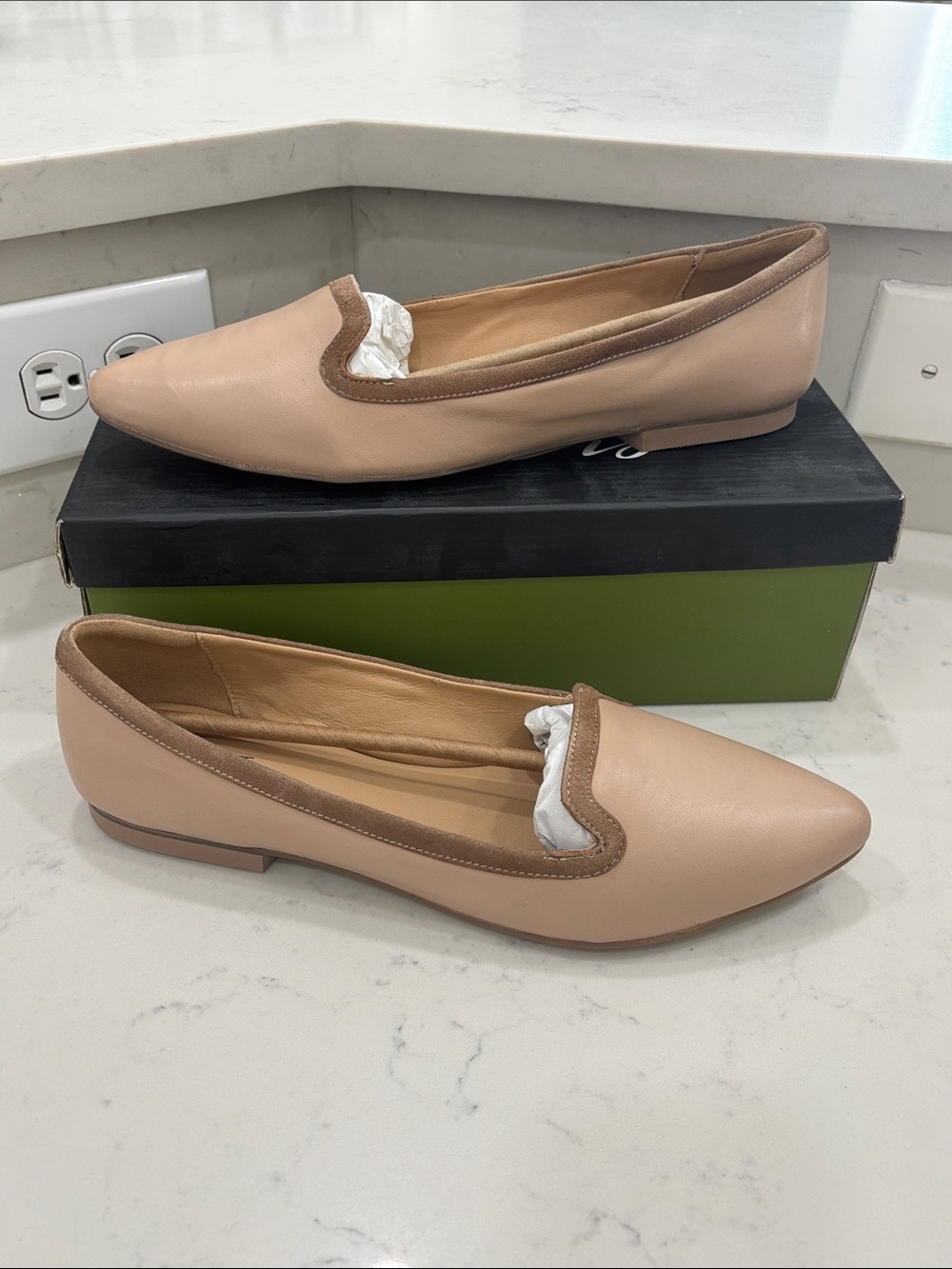 Trotters Hannah Nude Leather Flats